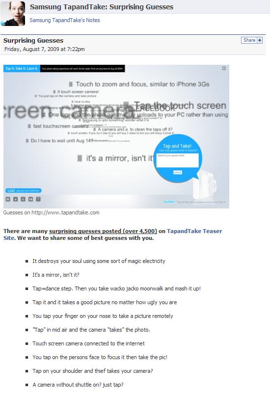 Tap and Take Facebook Surprising Guesses