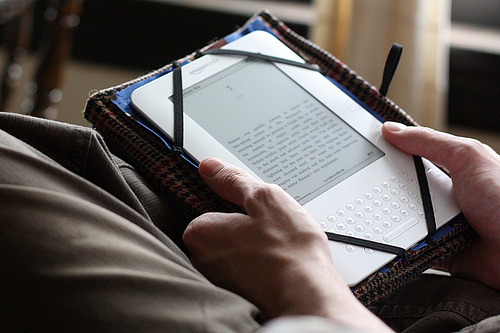 Reading a book on the Amazon Kindle
